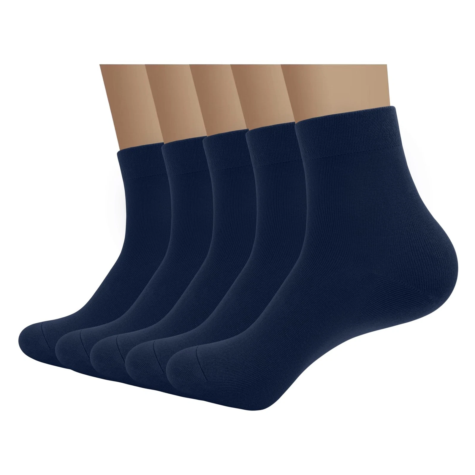 Socks Viscose Bamboo Men's Quarter Ankle High 5 Pairs US Alpha X-Large Navy Blue