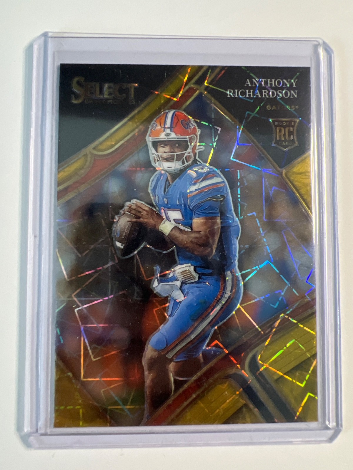 Anthony Richardson #104 Panini Select Draft Picks 2023 Gold Lazer Prizm