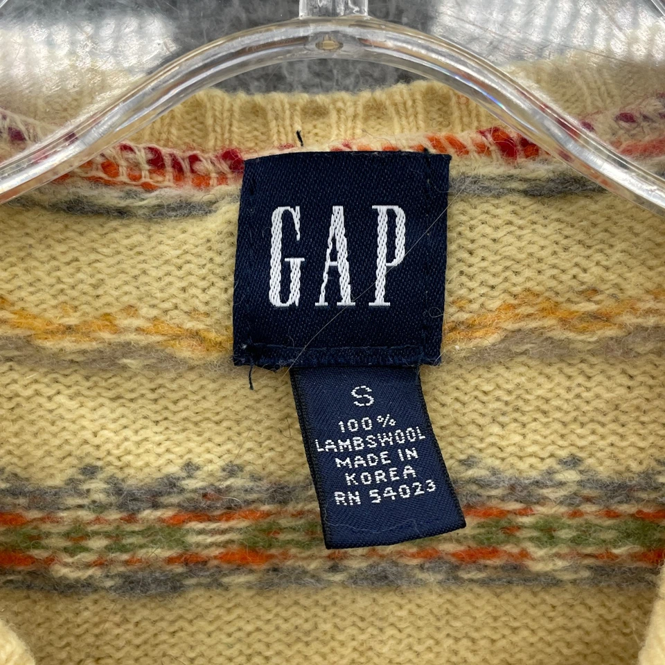 Cárdigan nórdico de lana de cordero Gap vintage para mujer pequeño amarillo cabaña Preppy Academia Foto 3 de 4