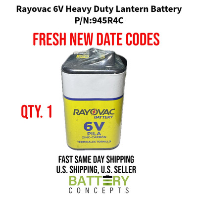 Rayovac 6V Heavy Duty Lantern Battery - Yellow (945R4C) Screw Terminals