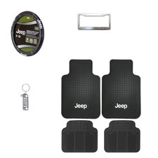New 7 Pc Licensed Jeep Tough Rubber Floor Mats Wheel Cover Grill Fob Plate Frame New 7 Pc Licensed Jeep Tough Rubber Floor Mats Wheel Cover Grill Fob Plate Frame