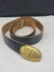 Repro Civil War US Army Leather Belt w Brass US Buckle (buckle to holes 33"-41"