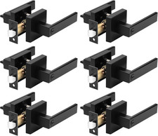 Matte Black Keyless Privacy Door Handles - 6 Pack Heavy Duty Set
