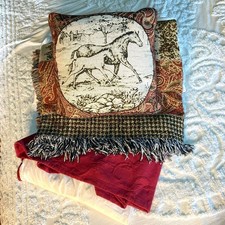 S.A. Maxwell Twin Sham Bed Cover Horses Throw Pillow & Linen Source Dust Ruffle