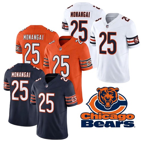 New Kyle Monangai #25 Men's Bears Limited Player All Stitched Jersey S-3XL-NWT