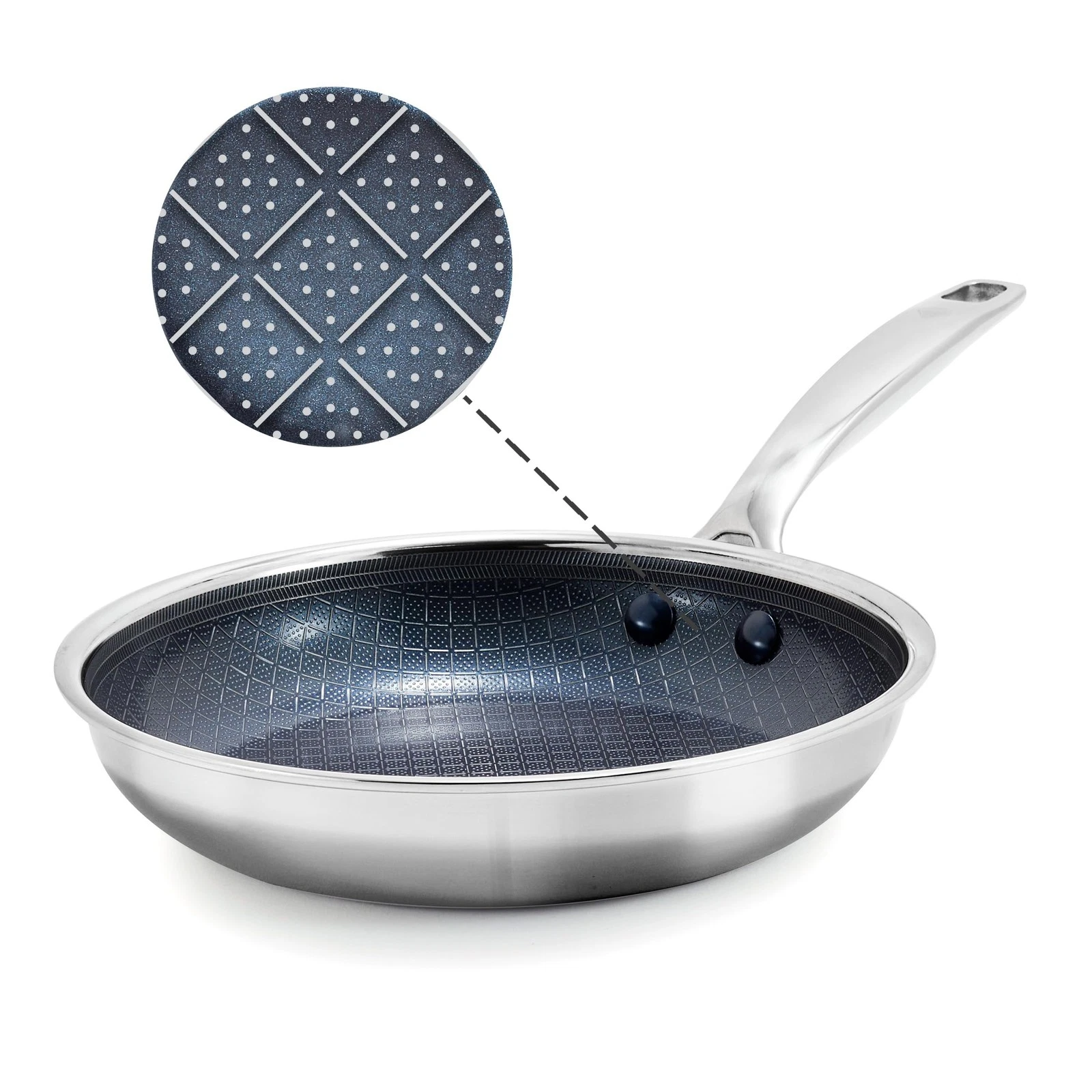 Hybrid Nonstick Stainless Steel 8” Frying Pan, PFAS-Free Ceramic Skillet, Dia...