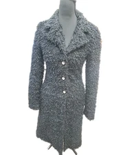 Womens Lucent SMALL Black Teddy Bear Long Coat Jacket