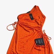 Lulu’s NWT Heat of the Moment Orange Asymmetrical Cut Out Body Con Midi Dress LG