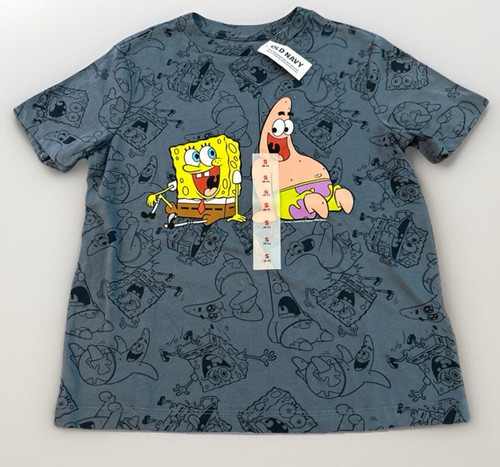 Old Navy Boys SpongeBob SquarePants Patrick T Shirt Size 6 7 Small Blue Gray NEW