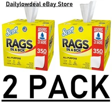 2 PACKS Scott Rags In a Box, White, All Purpose 350 Sheets/Box (Total 700) N1