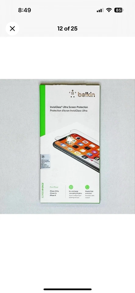 Обработанная защитная пленка Belkin ScreenForce InvisiGlass для iPhone 16 серии - Изображение 2 из 3