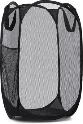 Handy Laundry Collapsible Mesh Pop Up Hamper with Wide Opening and Side Pocket -