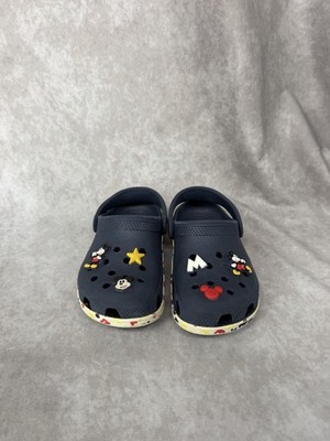 CROCS Toddler C11 MICKEY MOUSE Navy Blue Classic Clogs Shoes w/ Jibbitz Charms