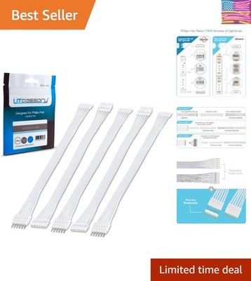 Extension Cable for Philips Hue/WiZ Lightstrip 6in, 5 Pack, White - Standard ...