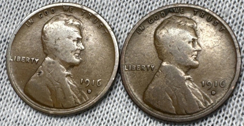 #3A: (-$ Drop) Set of 2 1916 D Lincoln Wheat 1c (Good) Copper Circulated Bid Now