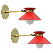 Pair of Red Wall Lights, by Colombocreationz India 1950