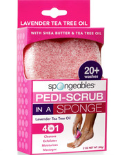 Spongables Pedi Scrub Foot Sponge Lavender Exfoliating 20+ Wash Spa Care 1 Count
