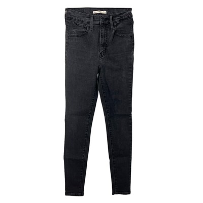 Levi s Mile High Rise Super Skinny Jeans Stretch Washed Black Womens 25