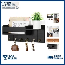 Key Holder Wall Mount - Decorative Key Rack and Mail Organizer with 6 Key Hooks