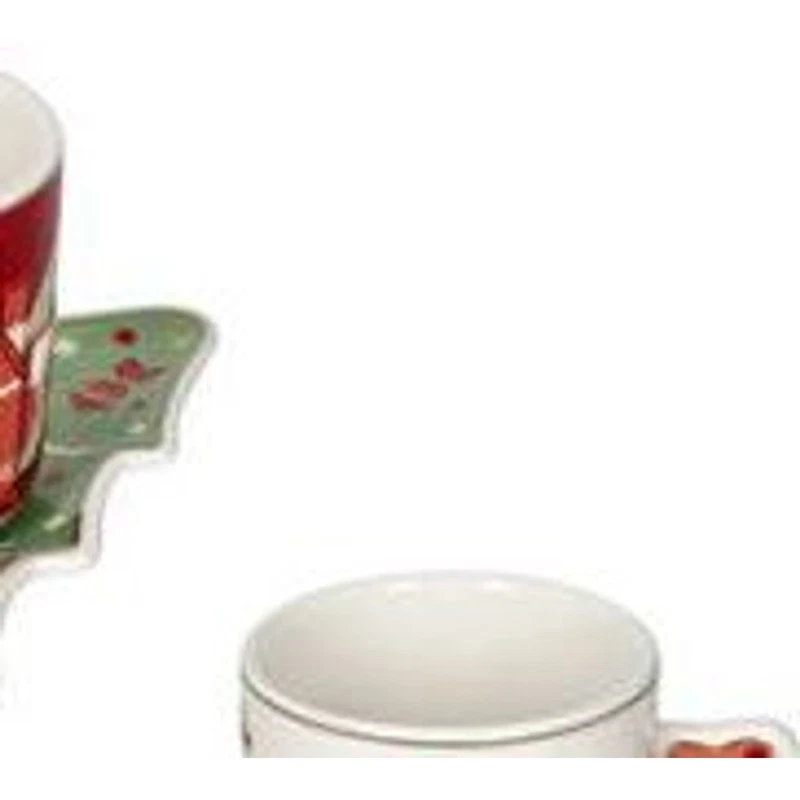 Set 2 Tazzine Caffè Natale con Piattino Albero BRANDANI Villaggio in Festa, fotografia 4 di 9