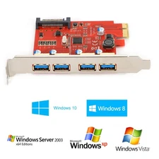 ˜.›Dilwe USB3.0 Expansion Card PCI-E 1X 4X 8X 16X 4-Port Adapter Card For Wind