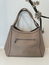 Bolso de Hombro Coach Kristy Bolso de Mano de Cuero Guijarro en Taupe/Plata C6231