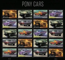 Forever Stamps - 1 sheet, 20  postage stamps - 2021 Pony Cars