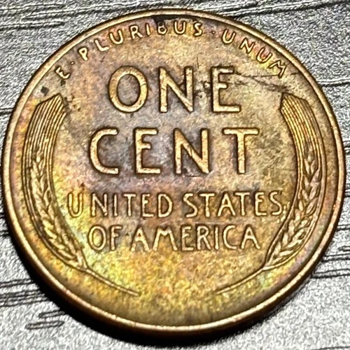 1955-S Lincoln Cent • RAINBOW TONED BU+ Uncirculated to AU • San Francisco RARE