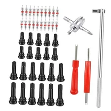 46-Piece Tire Valve Stem Tool Kit - Includes Valve Stem Puller, 4-Way Valve 