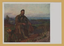 1958 Soviet Postcard "The Land" ART by Krivenko Soldier Red Army Civil War