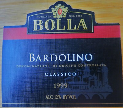 Wine label ITALY BUBBLE BARDOLIN Classic 1999 wine labels