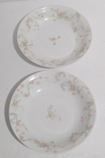 2 - Haviland Limoges Soup Bowls Pink Floral - Smooth Edges 7.25" France Antique 