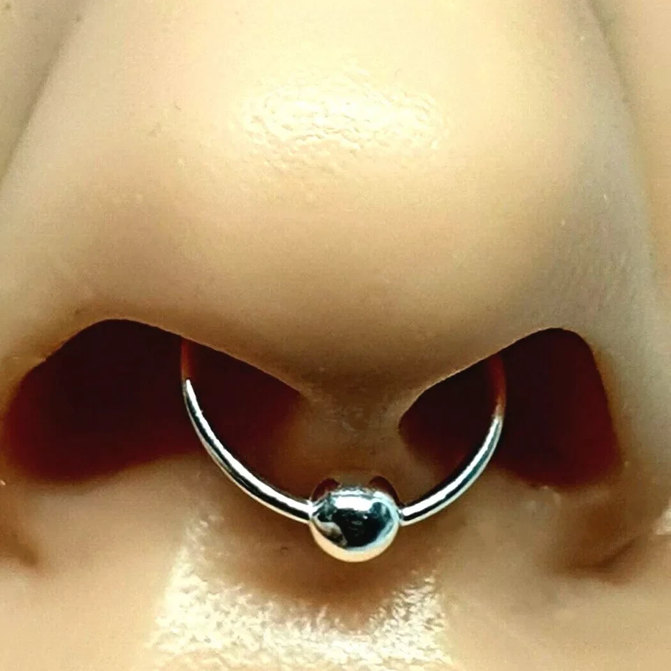 Anello naso clip labbro argento sterling 925 setto 3 mm sfera cerchio dormien... - Immagine 3 di 4