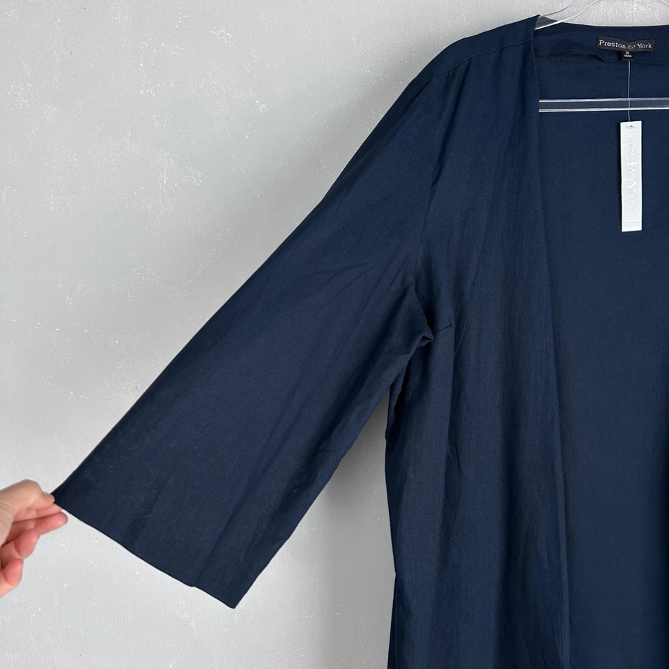 Preston & York plus size 18 jacket mid length navy linen cotton 3/4 sleeve NEW - Image 4 of 4