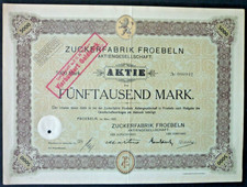 Zuckerfabrik  Froebeln AG, Froebeln  PL:  Schlesien  Aktie  5000 M  1923