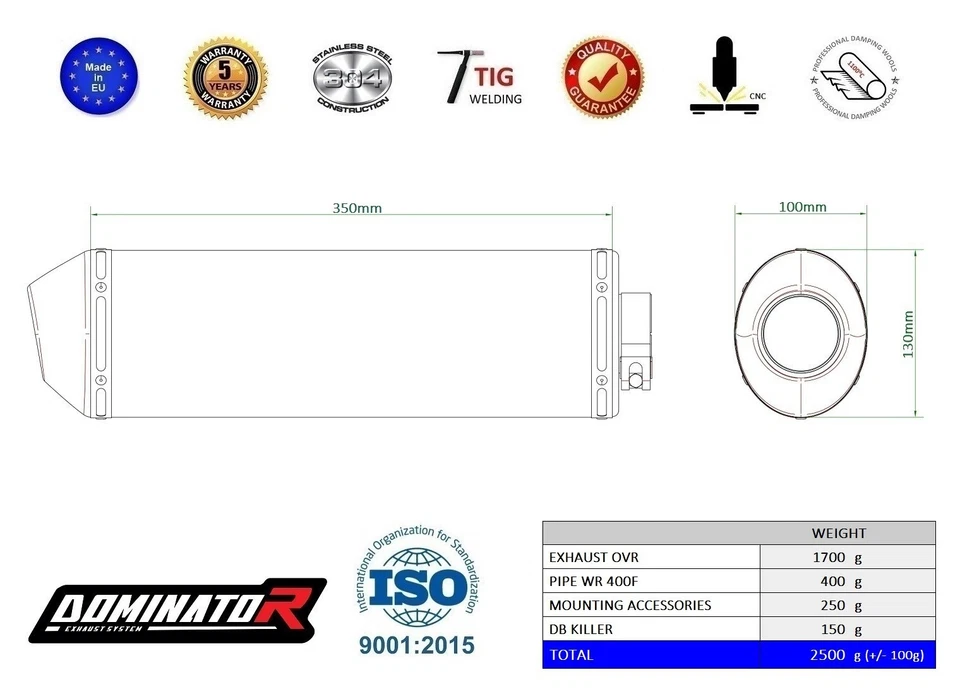 Fits to Yamaha WR 400 F 1998 - 2002 Exhaust Silencer Muffler OVR DOMINATOR - Image 2 of 2