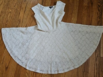 Soprano Fit & Flare Dress Ivory Lace Circle Skirt Scoop Neck Cap Sleeve Sz  M | eBay