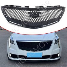 Front Bumper Hood Grille For Cadillac Xts 2018-2020 Mesh Gloss Black