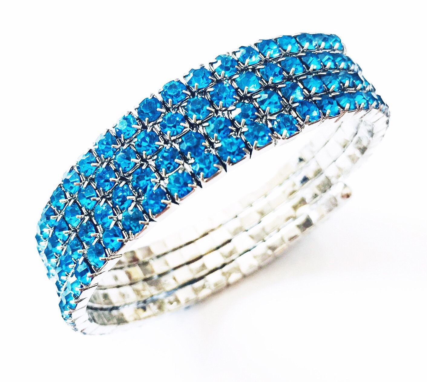 USA Bracelet Rhinestone Crystal Adjustable Bangle Blue Party Fashion Clearance
