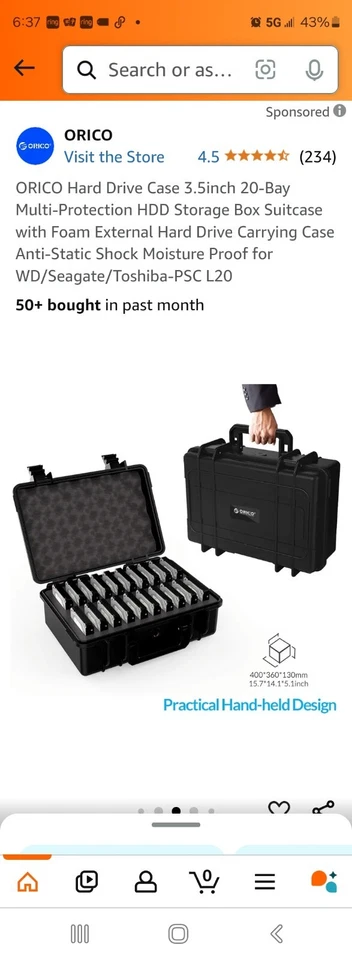 ORICO Hard Drive Case 20 Bay Shockproof Anti-Static for for WD/Seagate/Toshiba - Image 3 of 4