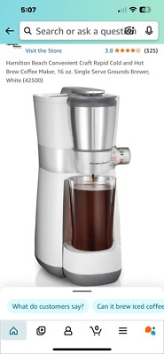 Hamilton Beach Convenient Craft Rapid Cold Brew & Hot Coffee Maker 2-Cup New,