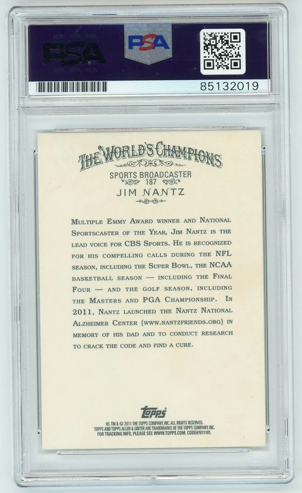 JIM NANTZ Signed 2011 Topps Allen & Ginter Card - CBS Sports Broadcaster - PSA - Image 2 of 2