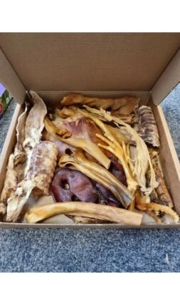 Large natural dog treats box 20 Piece Beef Pork Chicken Ears Feet Trachea Jerky