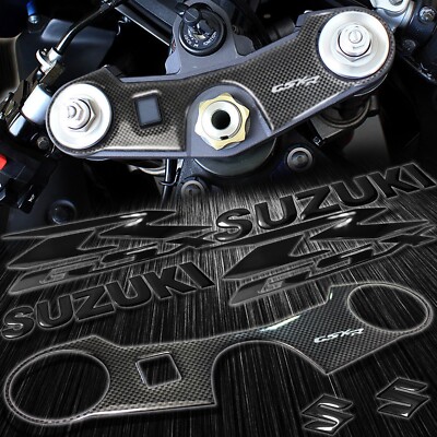 Handle Bar Yoke Cover+Black 6'' Logo&Letter+2-Tone Emblem Sticker 05-08 GSXR 1000