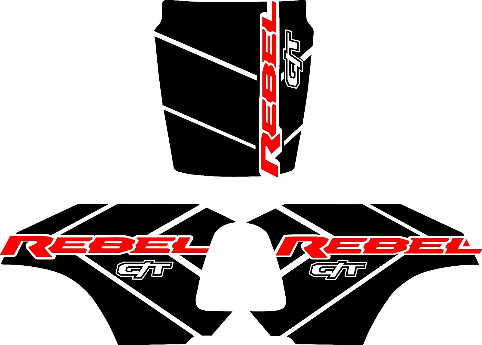Graphics Pkg.  HOOD & BED .. Compatible with DODGE Ram Rebel GT  ** Colored Text