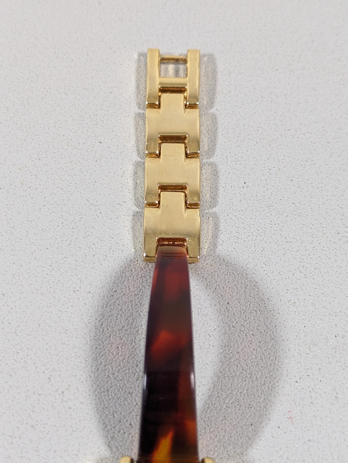 Brown Dial Crystal Accent Gold Tone Square Case Faux Tortoise Shell ...