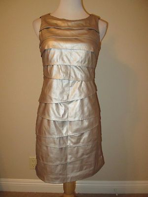 VAKKO Sport Sleeveless Faux Leather Dress Champagne/Black- Size Medium- NWT  | eBay