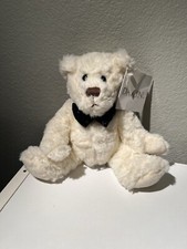 Dakin Huggables White Bear DEAN Born Jan 5,2000. Blue Bow Tie  Weighted.