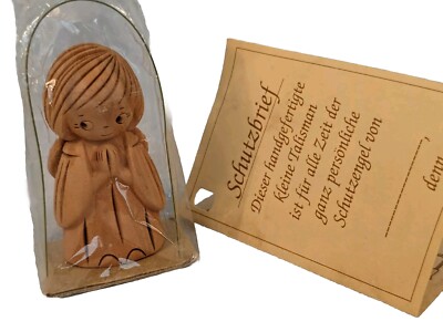German Guardian Protection Angel Standing Figurine 2'' Tall Clay Miniature Bartl