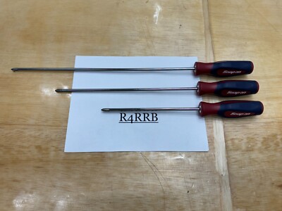 Snap-on Tools 3pc Instinct Hard Grip ALL P2 LONG Screwdrivers RED WHITE BLUE RWB